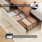 Cadre de lit plateforme capitonné en velours gris avec 4 tiroirs de rangement et LED - Grand lit/Très grand lit