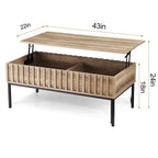 Table basse relevable marron avec rangement intégré, 56 x 109 cm