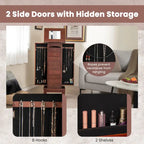 Armoire à bijoux sur pied marron avec miroir, 9 tiroirs, 2 portes – 10,5"x16"x40"