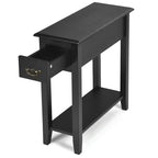 Tables d'appoint noires à 2 niveaux avec tiroir, lot de 2