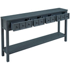 Console de ferme bleu marine, 4 tiroirs, étagère inférieure, assemblage par 2 personnes, 60x11 po