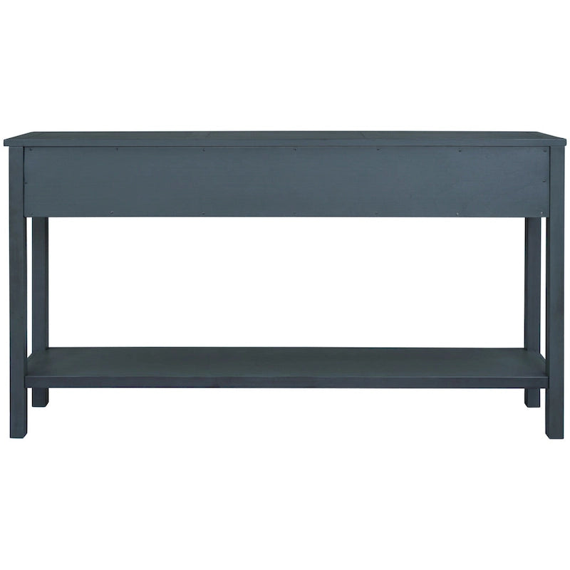 Console de ferme bleu marine, 4 tiroirs, étagère inférieure, assemblage par 2 personnes, 60x11 po