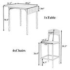 Ensemble de salle à manger avec table à rabats et chaises hautes, marron/marron rustique, 4 places