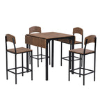 Ensemble de salle à manger avec table à rabats et chaises hautes, marron/marron rustique, 4 places