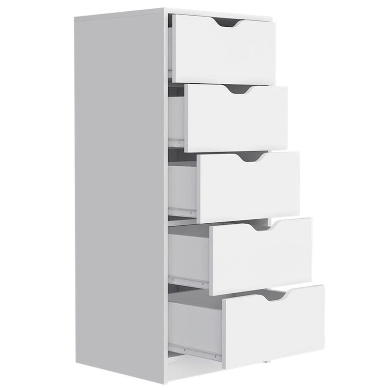 Commode verticale à 5 tiroirs, Noir / Blanc, Standard, pour 1