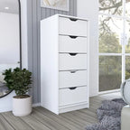 Commode verticale à 5 tiroirs, Noir / Blanc, Standard, pour 1