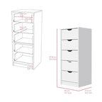 Commode verticale à 5 tiroirs, Noir / Blanc, Standard, pour 1