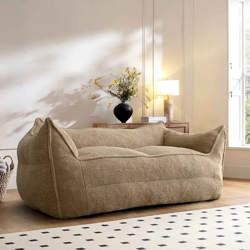 Canapé Boucle Crème — Causeuse / Ottoman / Individuel, 1-2 Personnes