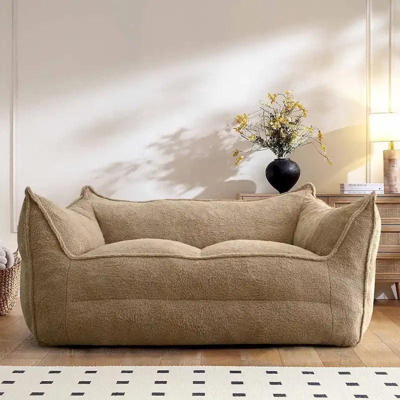 Canapé Boucle Crème — Causeuse / Ottoman / Individuel, 1-2 Personnes