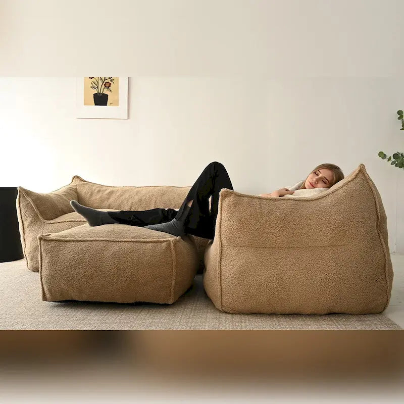 Canapé Boucle Crème — Causeuse / Ottoman / Individuel, 1-2 Personnes