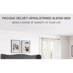 Lit plateforme King Size moderne en velours avec tête de lit capitonnée pour chambre à coucher