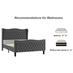 Lit plateforme King Size moderne en velours avec tête de lit capitonnée pour chambre à coucher