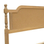 Lit plateforme en rotin noyer/blanc antique avec tête et pied de lit, grand lit et très grand lit, pour 2 personnes