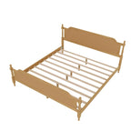 Lit plateforme en rotin noyer/blanc antique avec tête et pied de lit, grand lit et très grand lit, pour 2 personnes