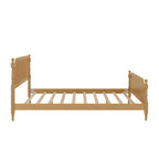 Lit plateforme en rotin noyer/blanc antique avec tête et pied de lit, grand lit et très grand lit, pour 2 personnes