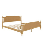 Lit plateforme en rotin noyer/blanc antique avec tête et pied de lit, grand lit et très grand lit, pour 2 personnes