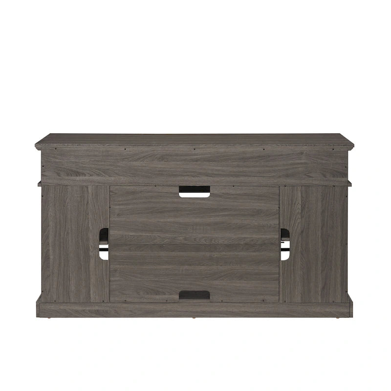 Meuble TV 58 po avec rangements ouverts et fermés – Expresso / Gris délavé / Noir + Noyer foncé, convient aux téléviseurs jusqu'à 65 po