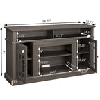 Meuble TV 58 po avec rangements ouverts et fermés – Expresso / Gris délavé / Noir + Noyer foncé, convient aux téléviseurs jusqu'à 65 po