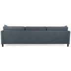 Canapé d'angle 4 places gris foncé avec pouf mobile et accoudoir de rangement