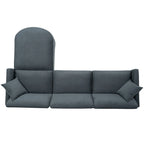 Canapé d'angle 4 places gris foncé avec pouf mobile et accoudoir de rangement