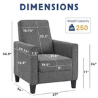 Fauteuil inclinable traditionnel beige/gris/bleu à dossier poussoir avec passepoil – 1 personne