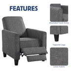 Fauteuil inclinable traditionnel beige/gris/bleu à dossier poussoir avec passepoil – 1 personne