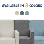 Fauteuil inclinable traditionnel beige/gris/bleu à dossier poussoir avec passepoil – 1 personne