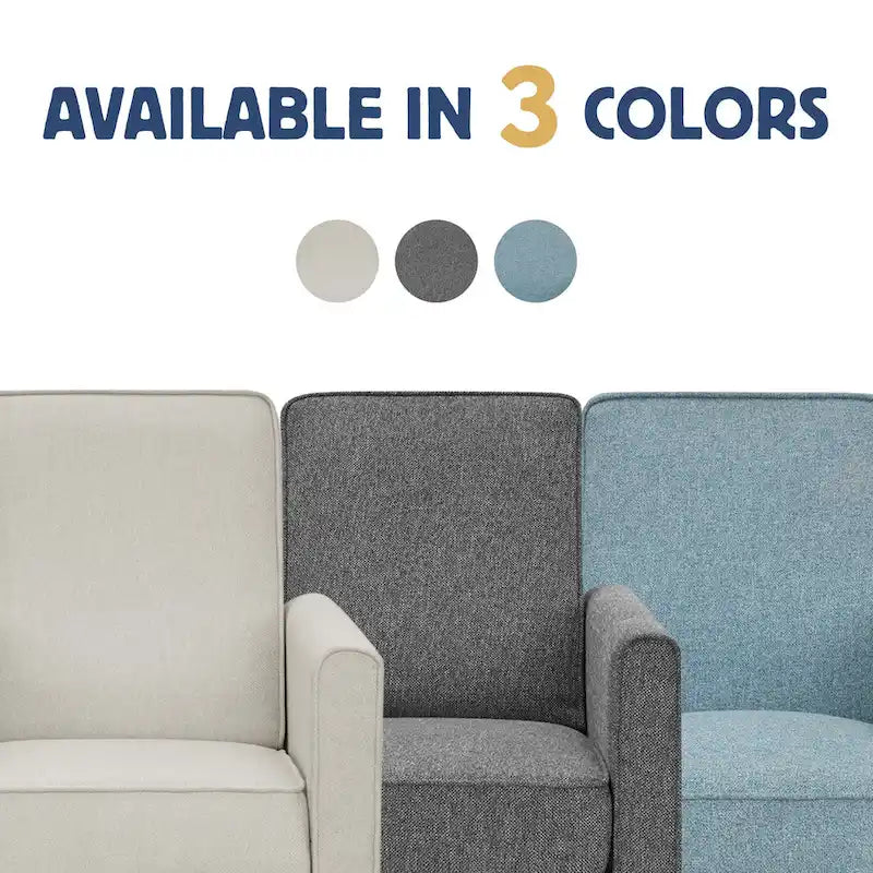 Fauteuil inclinable traditionnel beige/gris/bleu à dossier poussoir avec passepoil – 1 personne