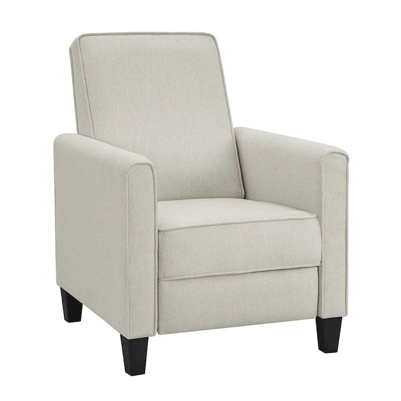 Fauteuil inclinable traditionnel beige/gris/bleu à dossier poussoir avec passepoil – 1 personne