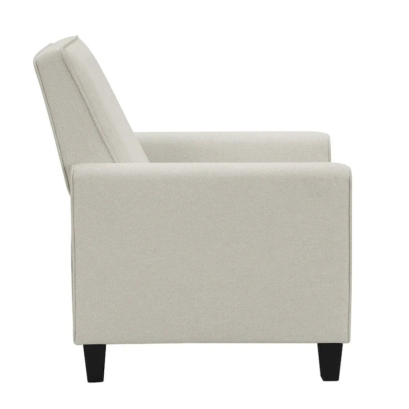Fauteuil inclinable traditionnel beige/gris/bleu à dossier poussoir avec passepoil – 1 personne