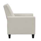 Fauteuil inclinable traditionnel beige/gris/bleu à dossier poussoir avec passepoil – 1 personne