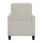 Fauteuil inclinable traditionnel beige/gris/bleu à dossier poussoir avec passepoil – 1 personne