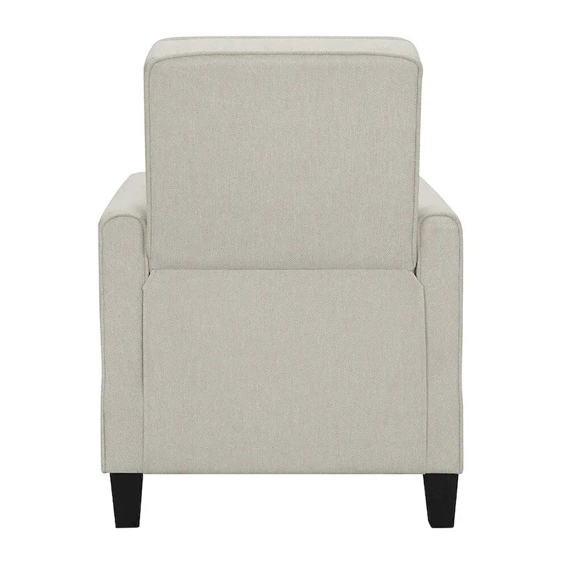 Fauteuil inclinable traditionnel beige/gris/bleu à dossier poussoir avec passepoil – 1 personne