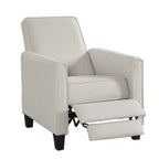 Fauteuil inclinable traditionnel beige/gris/bleu à dossier poussoir avec passepoil – 1 personne