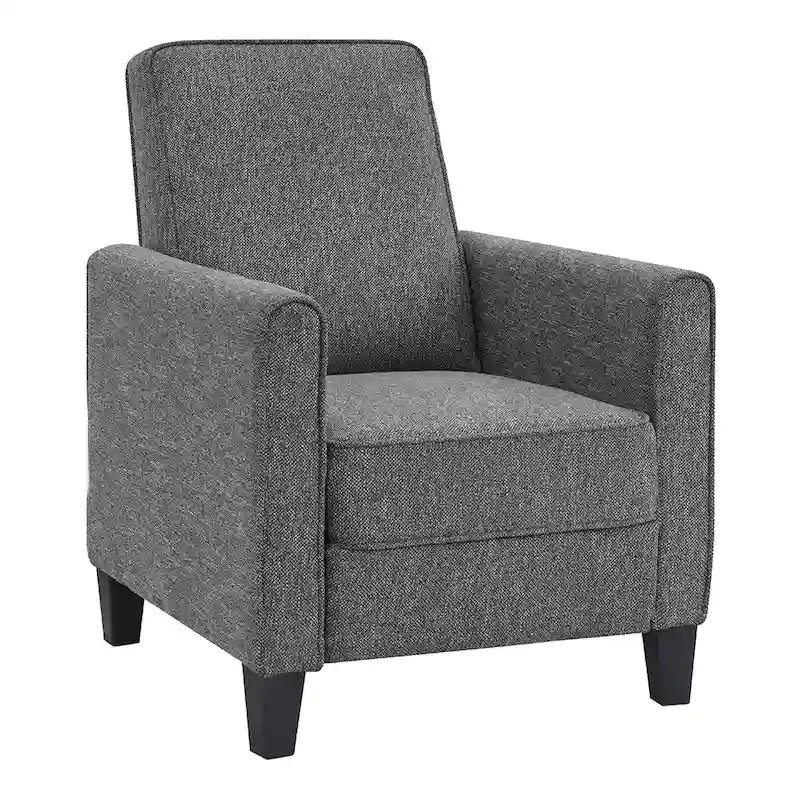 Fauteuil inclinable traditionnel beige/gris/bleu à dossier poussoir avec passepoil – 1 personne