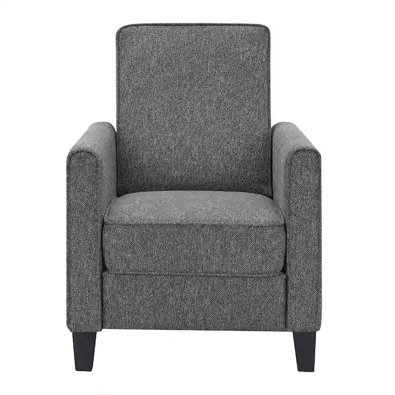 Fauteuil inclinable traditionnel beige/gris/bleu à dossier poussoir avec passepoil – 1 personne