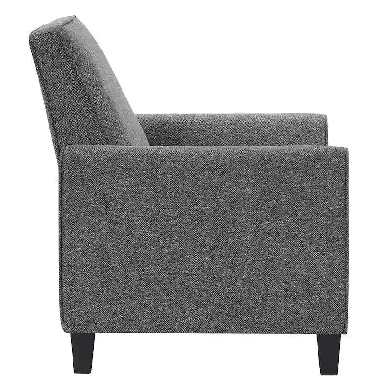 Fauteuil inclinable traditionnel beige/gris/bleu à dossier poussoir avec passepoil – 1 personne