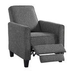 Fauteuil inclinable traditionnel beige/gris/bleu à dossier poussoir avec passepoil – 1 personne