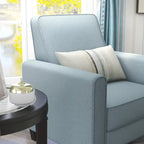 Fauteuil inclinable traditionnel beige/gris/bleu à dossier poussoir avec passepoil – 1 personne