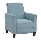Fauteuil inclinable traditionnel beige/gris/bleu à dossier poussoir avec passepoil – 1 personne