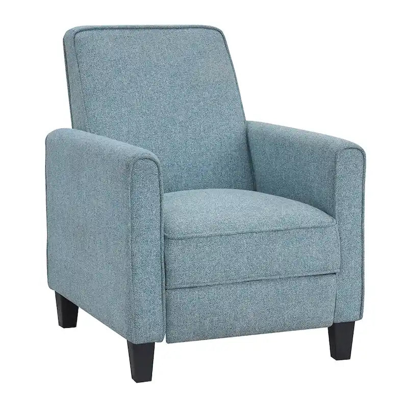 Fauteuil inclinable traditionnel beige/gris/bleu à dossier poussoir avec passepoil – 1 personne