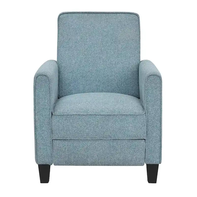 Fauteuil inclinable traditionnel beige/gris/bleu à dossier poussoir avec passepoil – 1 personne
