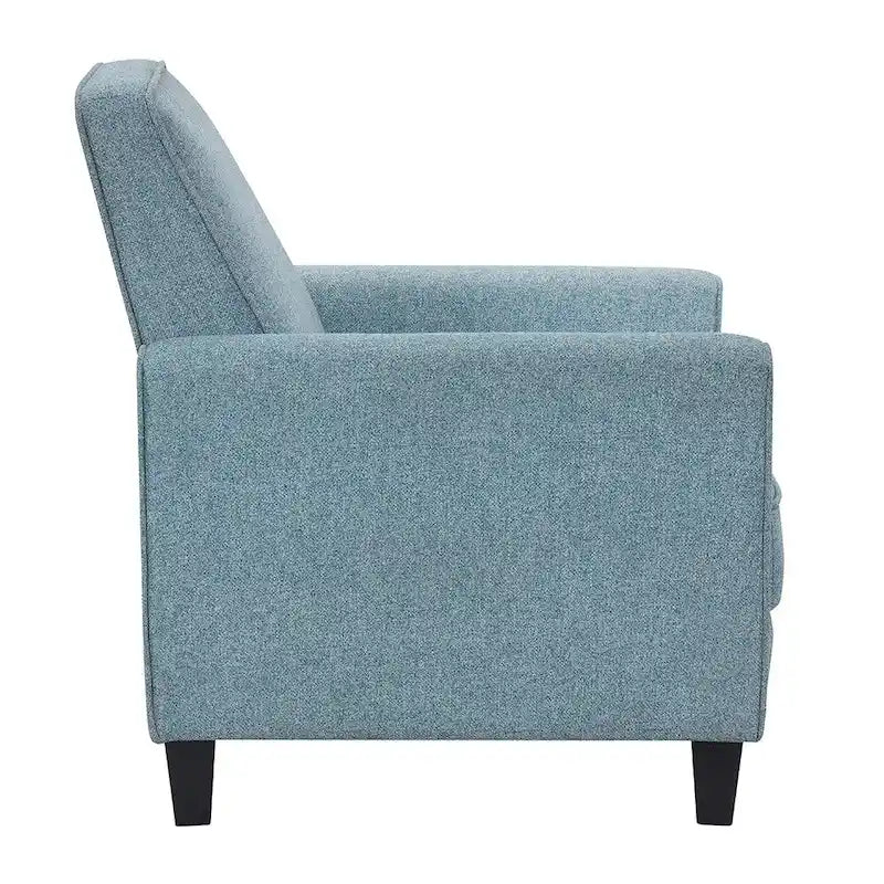 Fauteuil inclinable traditionnel beige/gris/bleu à dossier poussoir avec passepoil – 1 personne