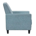 Fauteuil inclinable traditionnel beige/gris/bleu à dossier poussoir avec passepoil – 1 personne