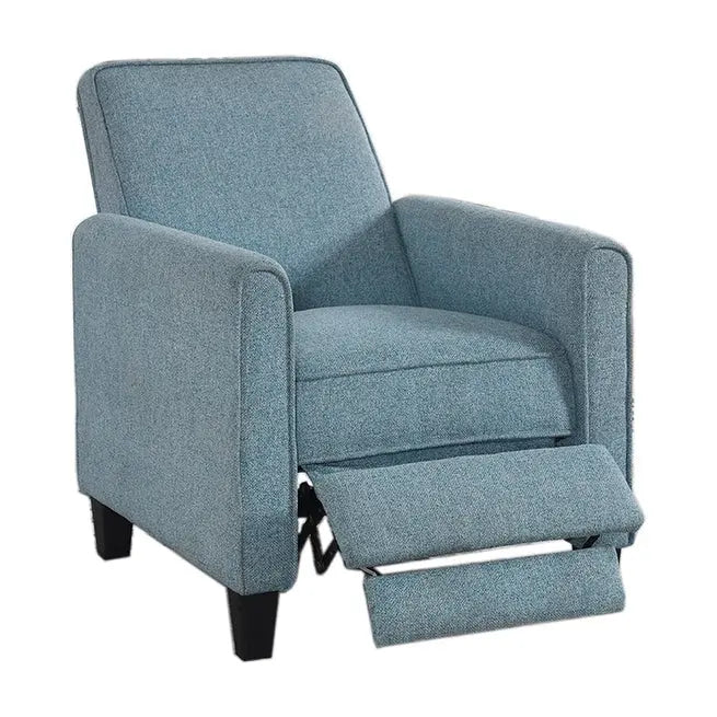 Fauteuil inclinable traditionnel beige/gris/bleu à dossier poussoir avec passepoil – 1 personne