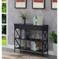 Console noire / bois flotté / gris patiné avec 1 tiroir et 2 étagères