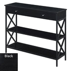 Console noire / bois flotté / gris patiné avec 1 tiroir et 2 étagères