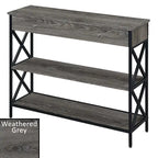 Console noire / bois flotté / gris patiné avec 1 tiroir et 2 étagères
