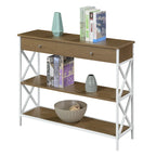 Console noire / bois flotté / gris patiné avec 1 tiroir et 2 étagères