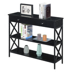 Console noire / bois flotté / gris patiné avec 1 tiroir et 2 étagères